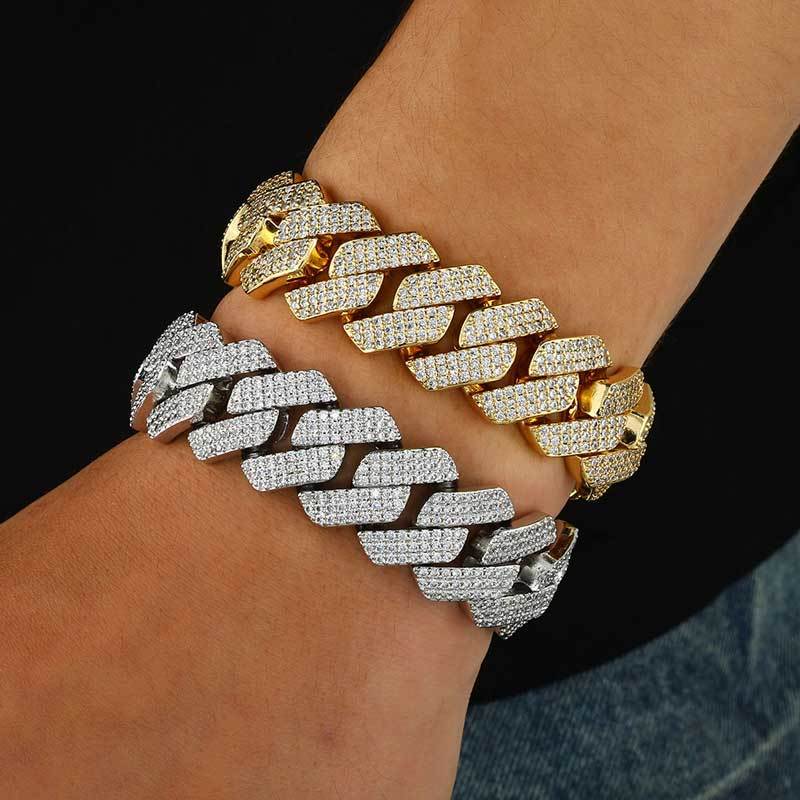 Chunky Moissanite Cuban Chain  925 Silver Bracelet