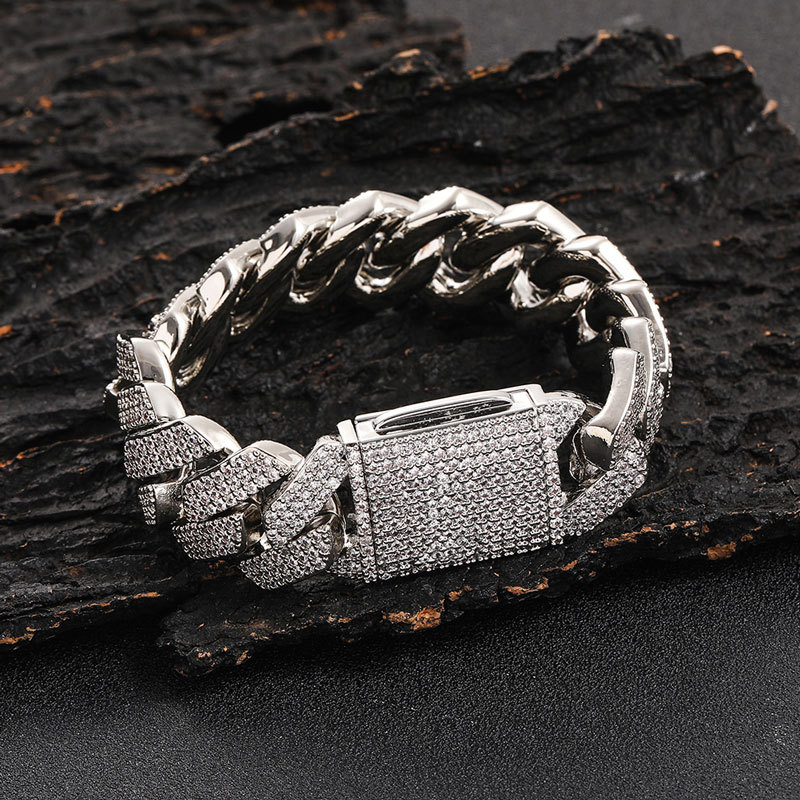 Chunky Moissanite Cuban Chain  925 Silver Bracelet