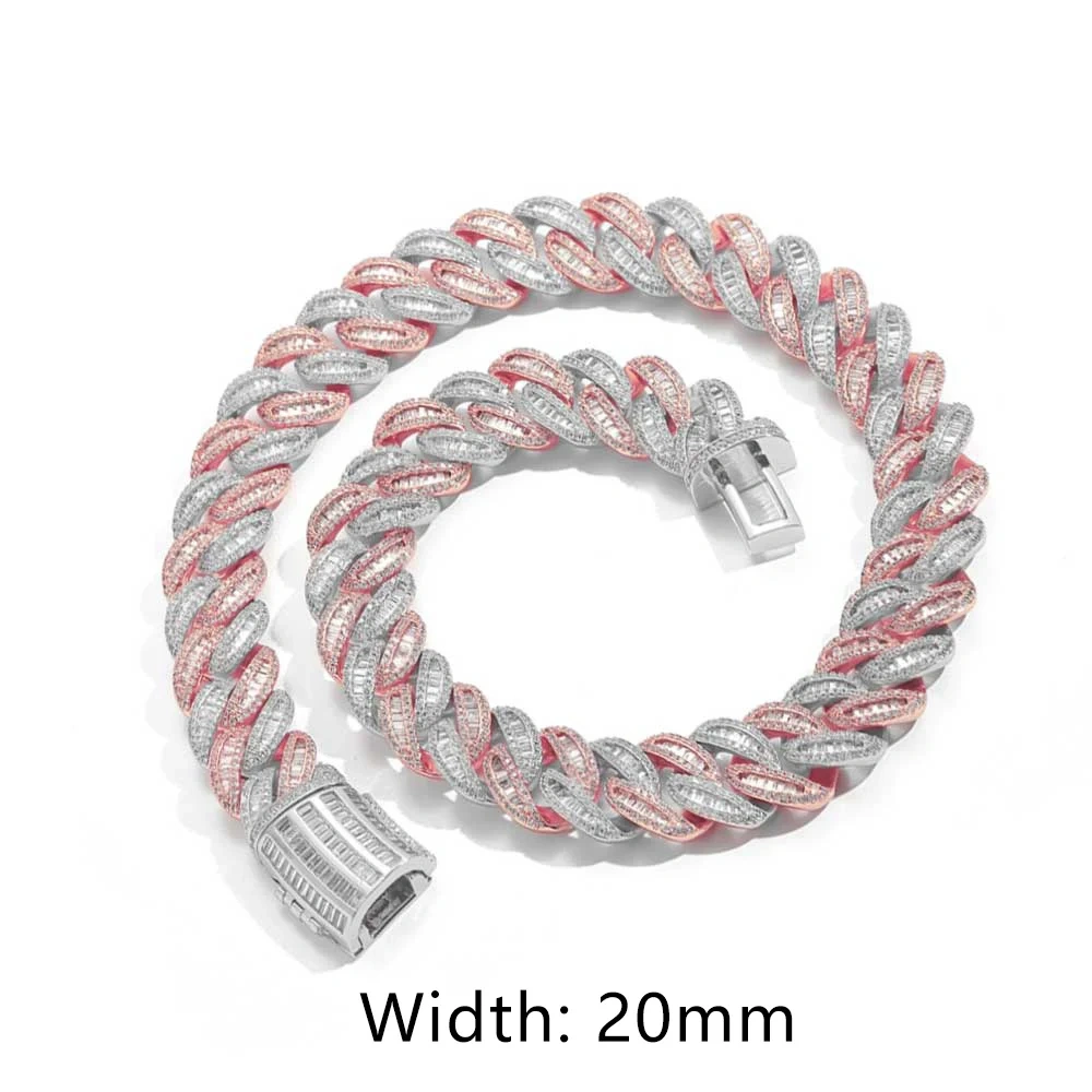 Hip Hop 20mm Mixed Inlay Cuban Link Chain Miami Men Rapper Jewelry Iced Out Necklace