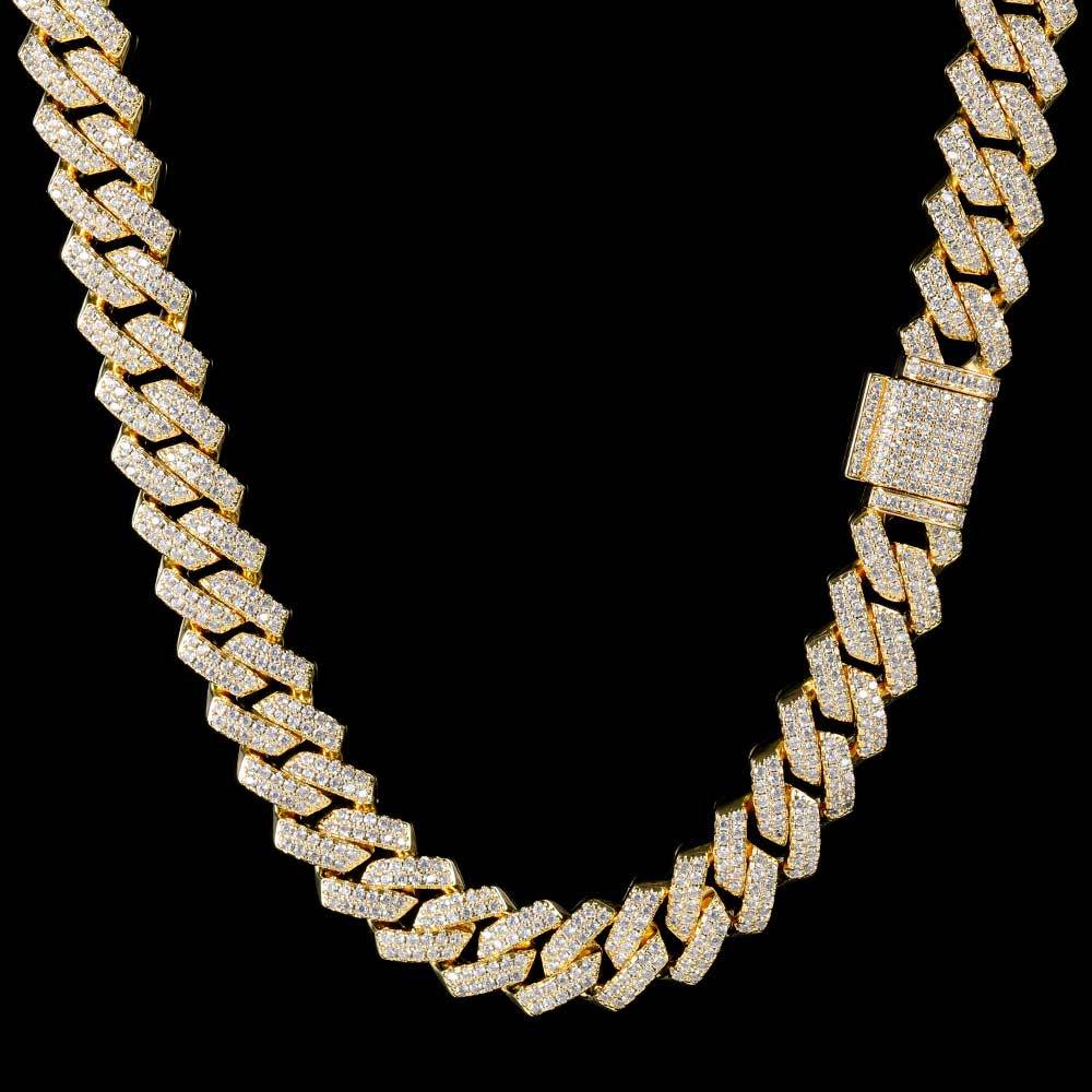 Wholesale 14mm Prong Iced Out Cuban Link Chain Necklace