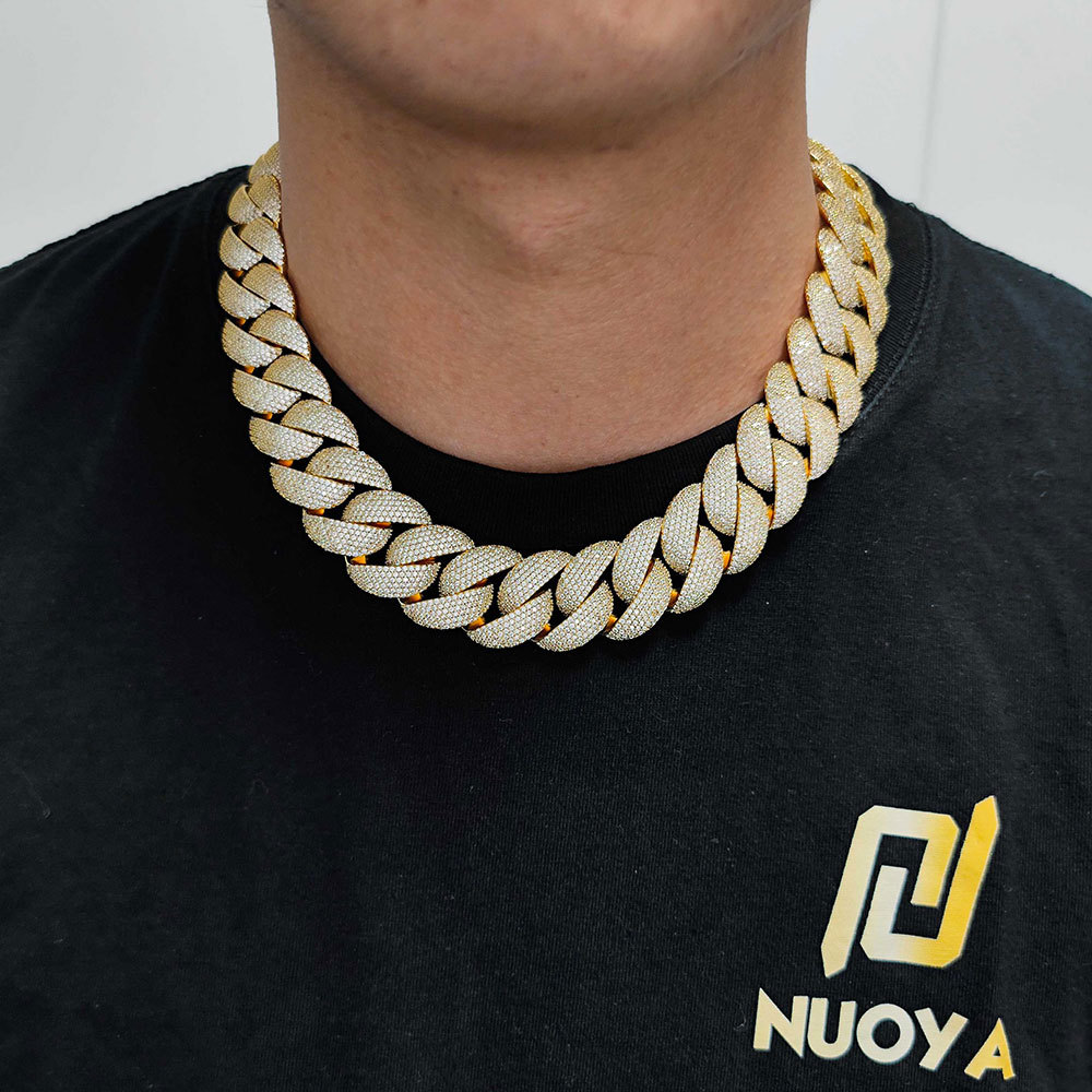 NUOYA Wholesale 22mm Full Diamond Iced Out Cuban Link Chain Necklace