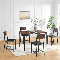 Modern Dining Room Set for 5 Pieces Dining Table Set, Particle board with Sturdy Metal Frame&Legs, soft-padded dining chair Armless for Space Saving,DJCZ001B