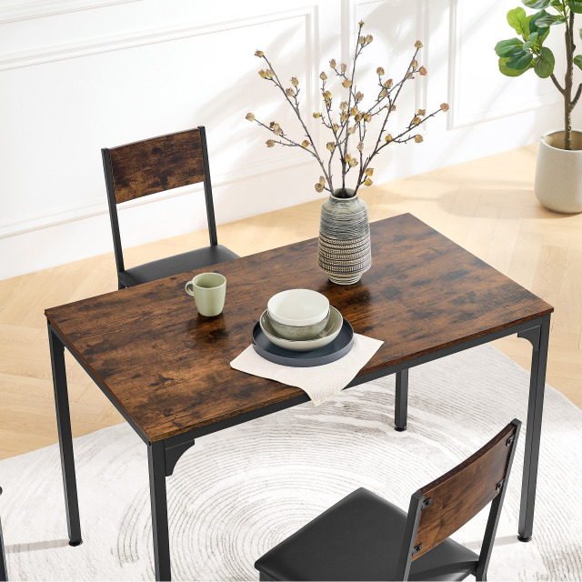 Modern Dining Room Set for 5 Pieces Dining Table Set, Particle board with Sturdy Metal Frame&Legs, soft-padded dining chair Armless for Space Saving,DJCZ001B