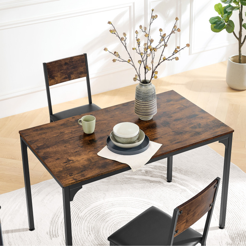 Modern Dining Room Set for 5 Pieces Dining Table Set, Particle board with Sturdy Metal Frame&Legs, soft-padded dining chair Armless for Space Saving,DJCZ001B