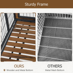 Furniture Dog Cage Crate with Double Doors ,Rustic Brown,31.5"WX22.64"DX30.59"H,DJGL0001B