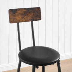 Wood Top Metal Base side table Industrial Bar Table with two chair--Adjustable table base Bistro Whiskey Pub Table,47.44"W x 15.75"D x 35.43"H,DJBZ001B