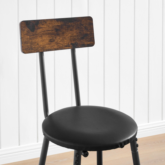 Wood Top Metal Base side table Industrial Bar Table with two chair--Adjustable table base Bistro Whiskey Pub Table,47.44"W x 15.75"D x 35.43"H,DJBZ001B