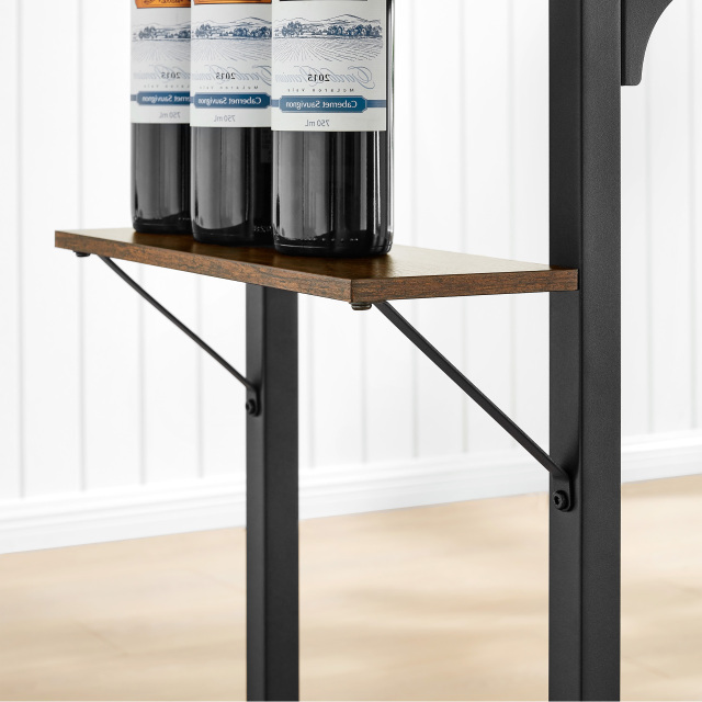 Wood Top Metal Base side table Industrial Bar Table with two chair--Adjustable table base Bistro Whiskey Pub Table,47.44"W x 15.75"D x 35.43"H,DJBZ001B