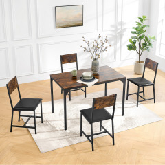 Modern Dining Room Set for 5 Pieces Dining Table Set, Particle board with Sturdy Metal Frame&Legs, soft-padded dining chair Armless for Space Saving,DJCZ001B