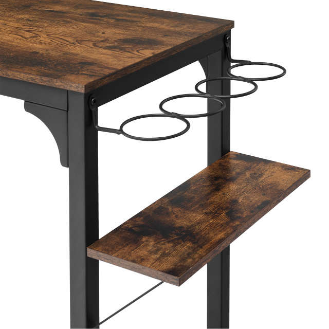 Wood Top Metal Base side table Industrial Bar Table with two chair--Adjustable table base Bistro Whiskey Pub Table,47.44"W x 15.75"D x 35.43"H,DJBZ001B