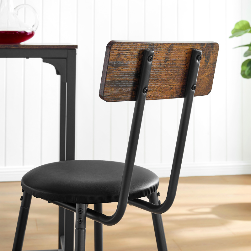 Wood Top Metal Base side table Industrial Bar Table with two chair--Adjustable table base Bistro Whiskey Pub Table,47.44"W x 15.75"D x 35.43"H,DJBZ001B