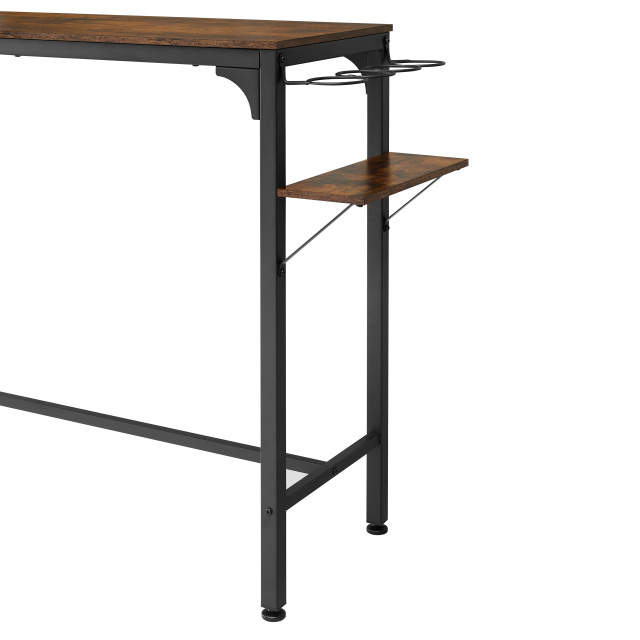 Wood Top Metal Base side table Industrial Bar Table with two chair--Adjustable table base Bistro Whiskey Pub Table,47.44"W x 15.75"D x 35.43"H,DJBZ001B