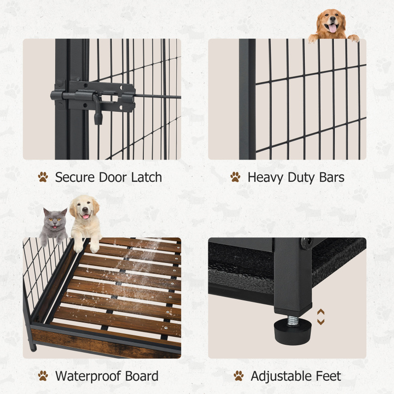 Furniture Dog Cage Crate with Double Doors ,Rustic Brown,31.5"WX22.64"DX30.59"H,DJGL0001B