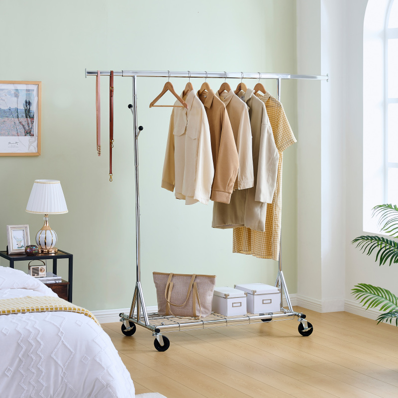 Garment Rack Heavy Duty Clothing Rack 600LBS Rolling Garment Racks for Hanging Clothes, Commercial Garment Rack Heavy Duty Clothes Rack Collapsible ＆ Portable Clothing Rack with Wheels,DJDG106C