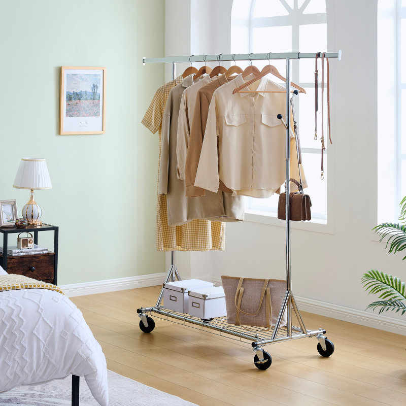 Garment Rack Heavy Duty Clothing Rack 600LBS Rolling Garment Racks for Hanging Clothes, Commercial Garment Rack Heavy Duty Clothes Rack Collapsible ＆ Portable Clothing Rack with Wheels,DJDG106C