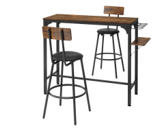 Wood Top Metal Base side table Industrial Bar Table with two chair--Adjustable table base Bistro Whiskey Pub Table,47.44"W x 15.75"D x 35.43"H,DJBZ001B