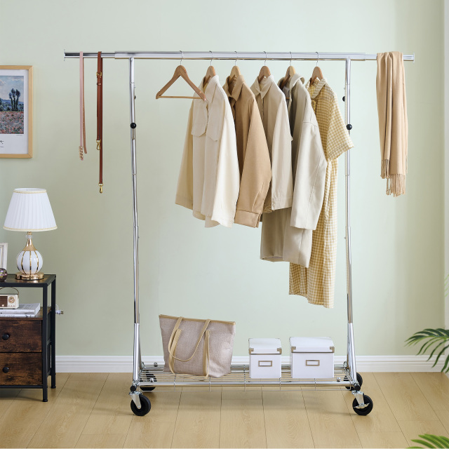 Garment Rack Heavy Duty Clothing Rack 600LBS Rolling Garment Racks for Hanging Clothes, Commercial Garment Rack Heavy Duty Clothes Rack Collapsible ＆ Portable Clothing Rack with Wheels,DJDG106C