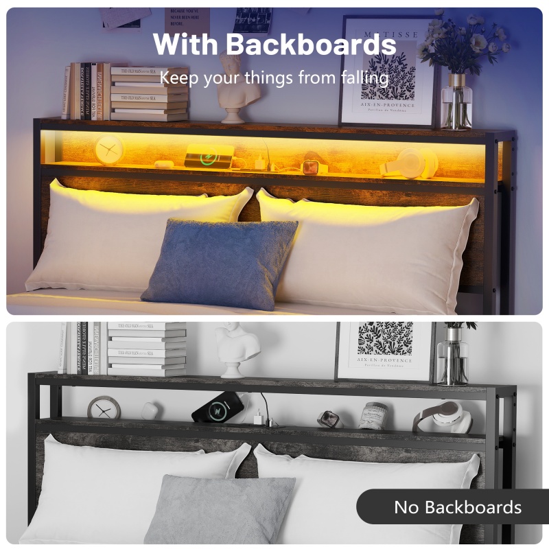 Full Size Metal Bed Frame with Headboard and Footboard, Black Heavy Duty Mattress Foundation with Steel Slat Support, Noise Free,81.73"L x 54.13"W x 38.96"H,DJCF002B