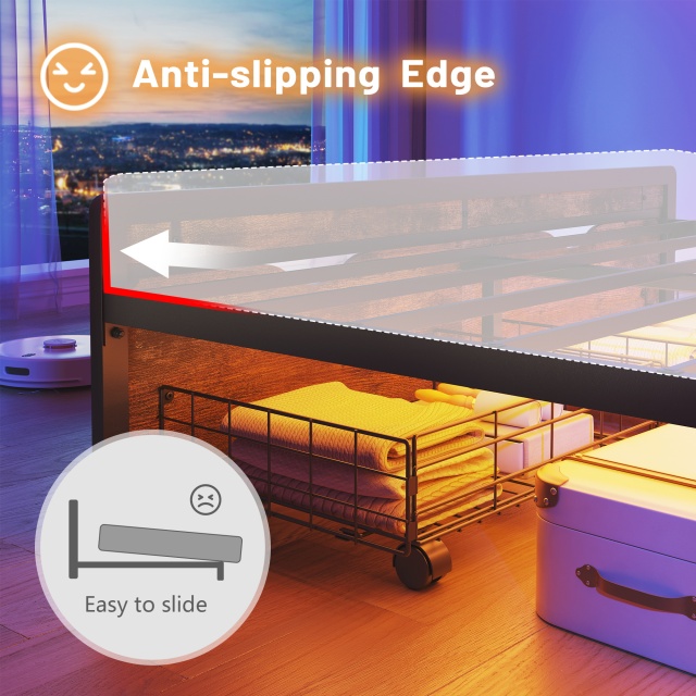 Full Size Metal Bed Frame with Headboard and Footboard, Black Heavy Duty Mattress Foundation with Steel Slat Support, Noise Free,81.73"L x 54.13"W x 38.96"H,DJCF002B