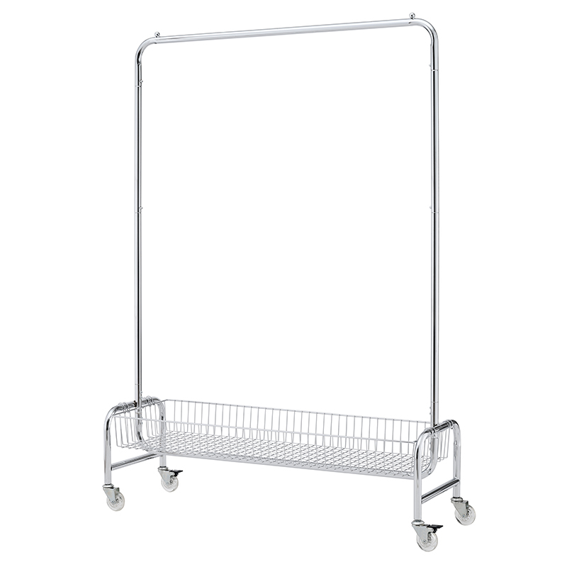 Garment Rack with Basket on Wheels Rolling Clothes Rack for Hanging Clothes Heavy Duty Garment Rack,2 pcs in one carton