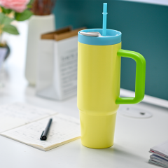 Yuchuan 30OZ Double Wall Tumbler With Handle - Insulated Coffee Tumbler With Straw