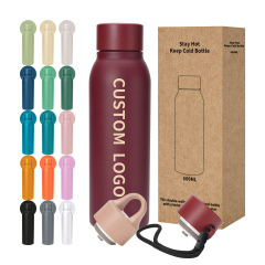 Yuchuan 600ml Stainless Steel Sports Water Bottle With Press Lid - Double Wall Vacuum Insulation Tumbler