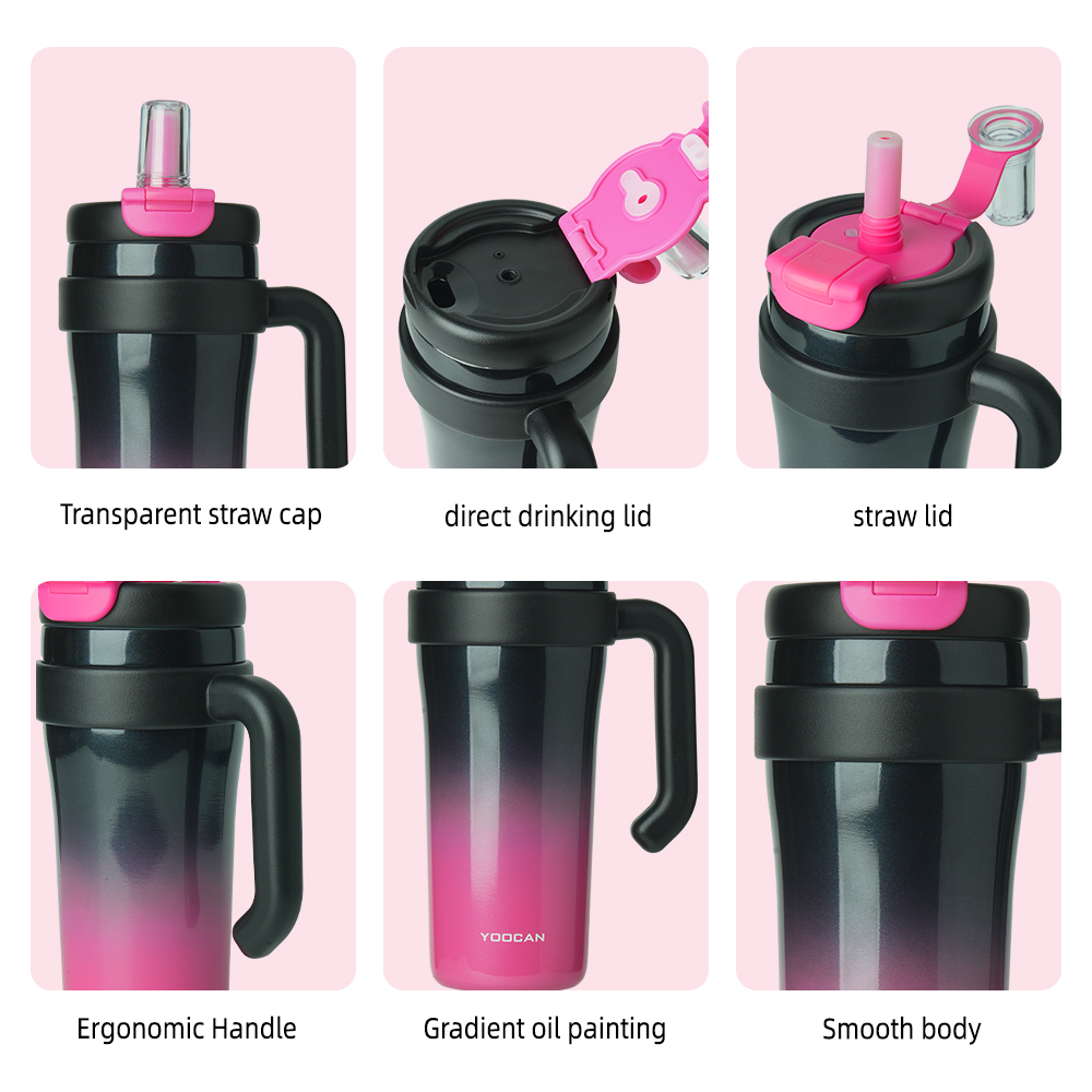 800ml Custom Stainless Steel Travel Tumbler with Handle, 12-24H Heat & Cold Retention, Eco-Friendly Insulated Water Cup for Outdoor Use