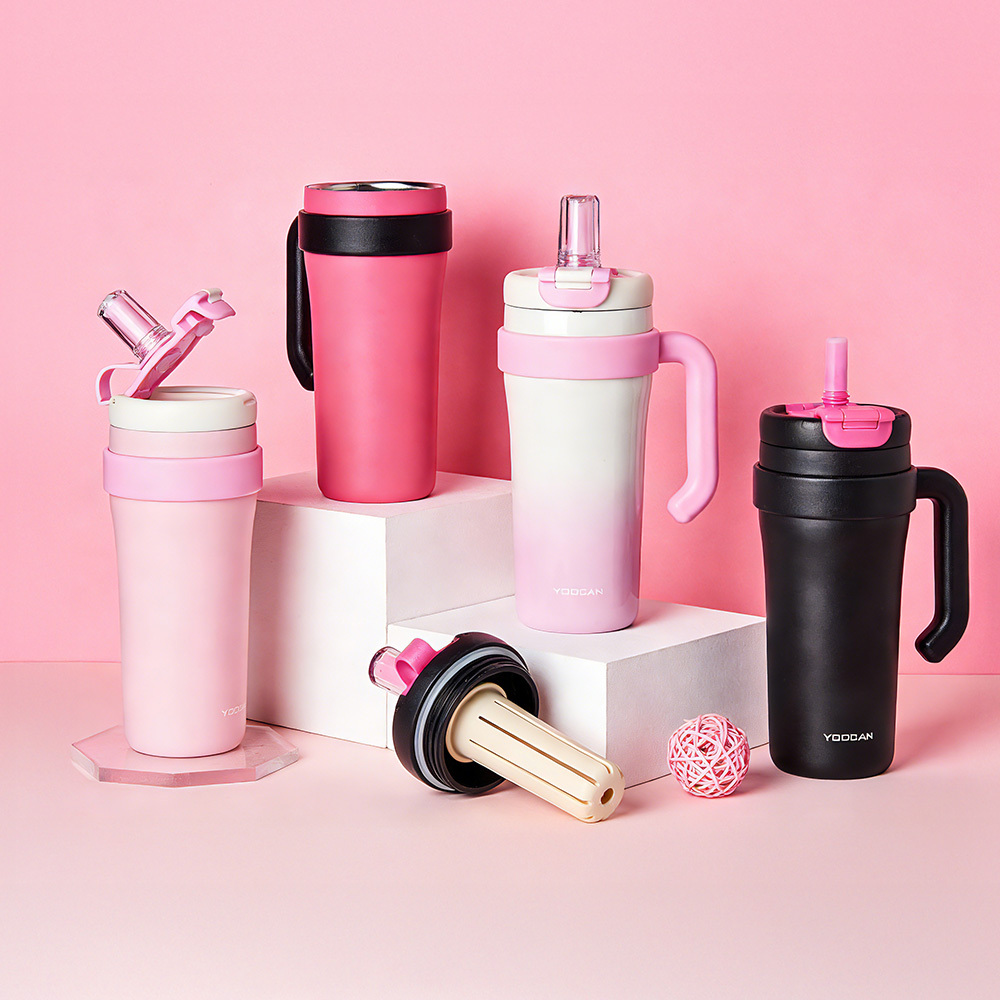 800ml Custom Stainless Steel Travel Tumbler with Handle, 12-24H Heat & Cold Retention, Eco-Friendly Insulated Water Cup for Outdoor Use