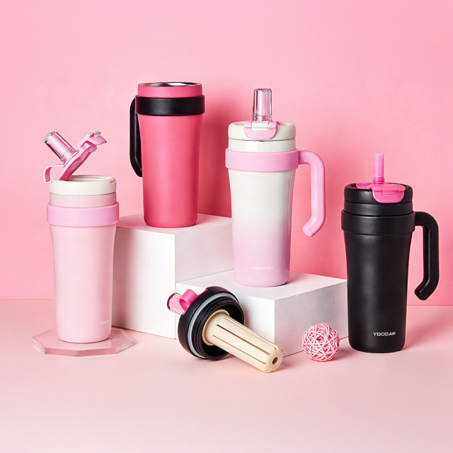 800ml Custom Stainless Steel Travel Tumbler with Handle, 12-24H Heat & Cold Retention, Eco-Friendly Insulated Water Cup for Outdoor Use