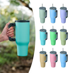 40oz Large Capacity Travel Mug, Double Wall Vacuum Insulated Stainless Steel Gym Water Bottle, Portable Sports Flask with Foldable Handle