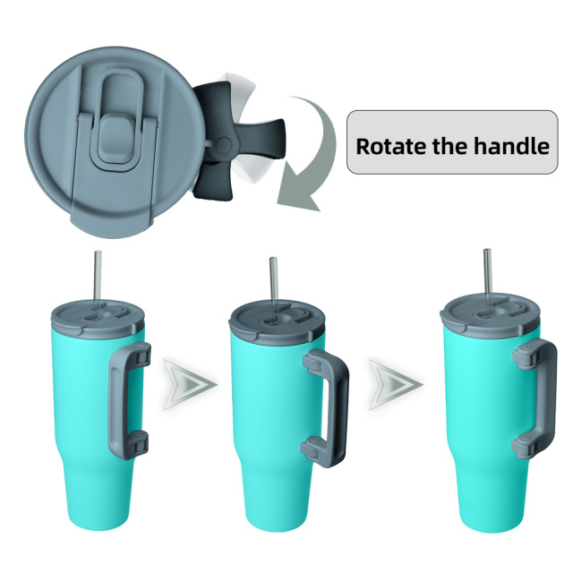 40oz Large Capacity Travel Mug, Double Wall Vacuum Insulated Stainless Steel Gym Water Bottle, Portable Sports Flask with Foldable Handle