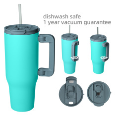 40oz Large Capacity Travel Mug, Double Wall Vacuum Insulated Stainless Steel Gym Water Bottle, Portable Sports Flask with Foldable Handle