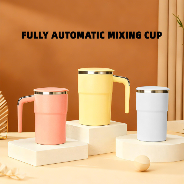 380ml Custom Logo Stainless Steel Classic Office Cup, Magnetic Self-Stirring Tumbler with USB Charging Lid, Auto Mixing Vacuum Insulated Coffee Mug