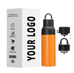 500ml Custom Water Bottle With Logo, Press Button Lid & Tea Infuser, Leakproof Design Fits Car Cup Holder for Hiking Outdoor