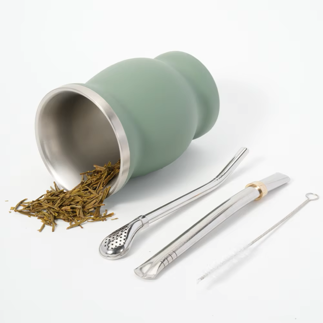 8oz Luxury Custom Yerba Mate Mug | Stainless Steel Insulated Coffee Tea Gift Cup with Spoon