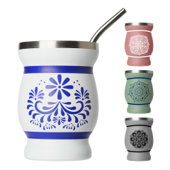 8oz Luxury Custom Yerba Mate Mug | Stainless Steel Insulated Coffee Tea Gift Cup with Spoon