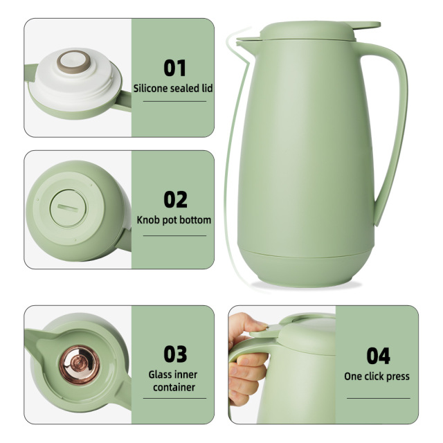 1.5L Customizable Large Capacity Coffee Pot, Food Grade Double Wall Vacuum Insulated, BPA-Free & Detachable Glass Liner