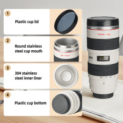560ml Creative Camera Lens Design Stainless Steel Coffee Mug, Unique Photography Gift for Lovers