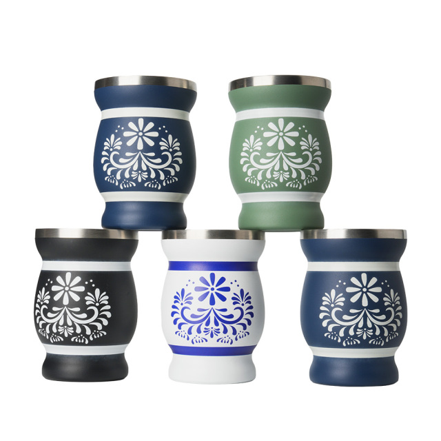 8oz Luxury Custom Yerba Mate Mug | Stainless Steel Insulated Coffee Tea Gift Cup with Spoon