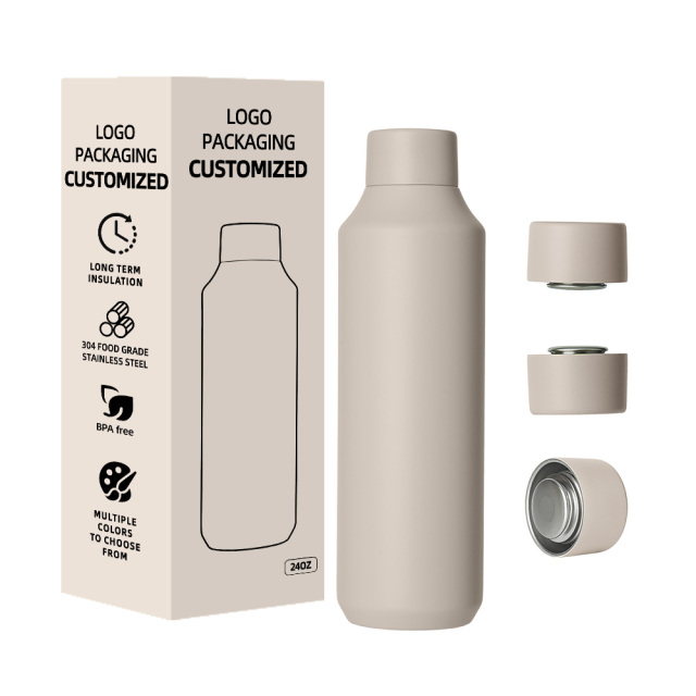 16/20/24oz Classic Stainless Steel Insulated Water Bottle, Eco-Friendly Vacuum Flask, 12-24 Hours Hot & Cold Thermal For Sports