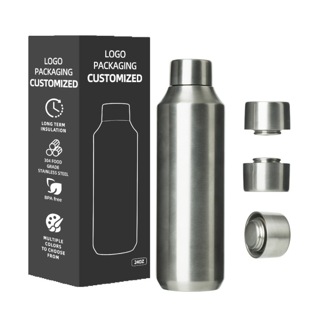 16/20/24oz Classic Stainless Steel Insulated Water Bottle, Eco-Friendly Vacuum Flask, 12-24 Hours Hot & Cold Thermal For Sports