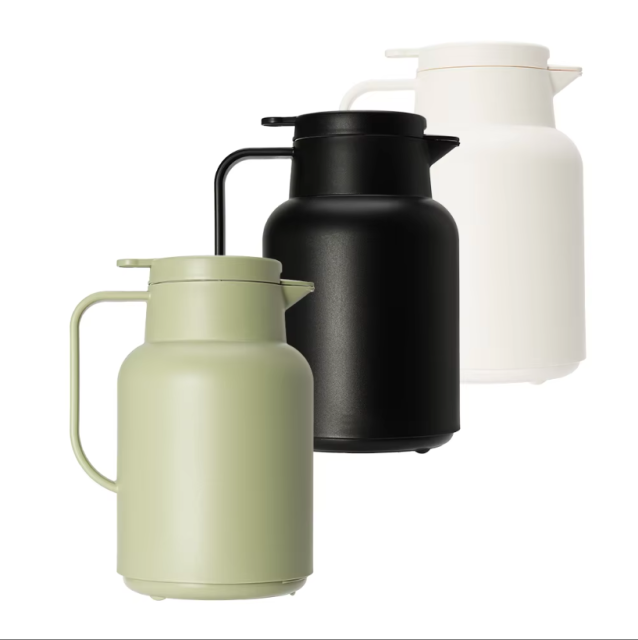 1.5/2L Double Wall Insulated Coffee Pot, Plastic & Glass Inner Refill, Custom Vacuum Thermos Water Jug