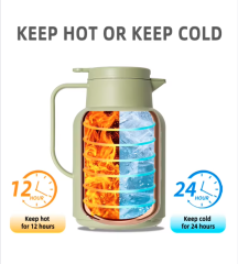 1.5/2L Double Wall Insulated Coffee Pot, Plastic & Glass Inner Refill, Custom Vacuum Thermos Water Jug