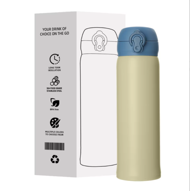 500ml 304 Stainless Steel Vacuum Flask, Kids Insulated Water Bottle with Pop Up Lid, Leakproof Portable Thermal Tumbler for School Sports Travel Outdoor Daily Use