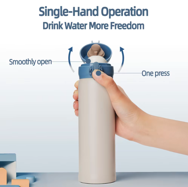 500ml 304 Stainless Steel Vacuum Flask, Kids Insulated Water Bottle with Pop Up Lid, Leakproof Portable Thermal Tumbler for School Sports Travel Outdoor Daily Use