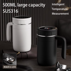 500ml Smart Temperature-Indicating Coffee Cup, Stainless Steel Thermos Cup with LED Digital Display, Reusable Heat & Cold Retention Thermal Mug