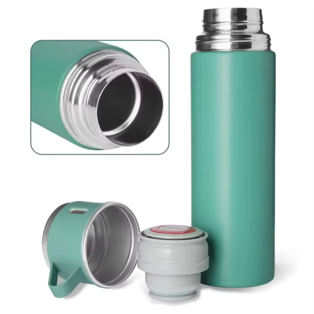 500ml Customizable Portable Double-Wall Stainless Steel Vacuum Insulated Thermal Mug & Tumbler Gift Set, Leakproof Vacuum Flask with 2 Extra Tea Cups Included, Reusable Thermal Cup Set for Business Gifts Home Travel & Daily Use