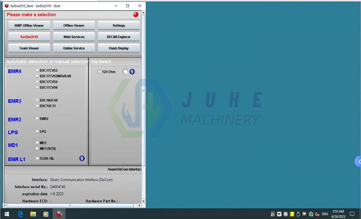 Diagnostic software settings