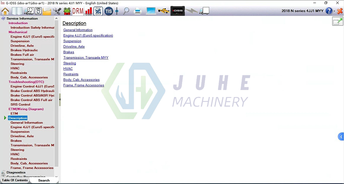 E-IDSS Excavator Diagnostic Scan