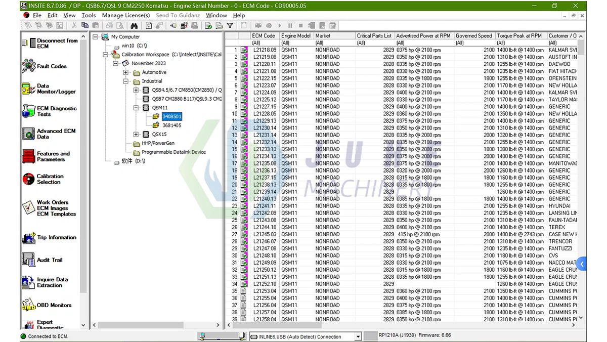 Software interface parameters